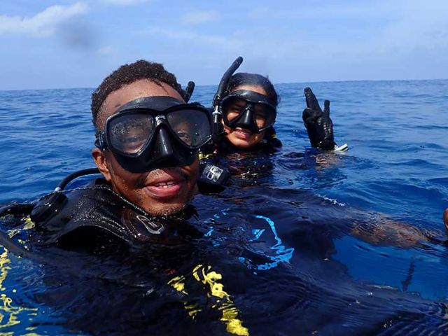 Dailus and Athina took part in monitoring activities in the Cousin Island MPA