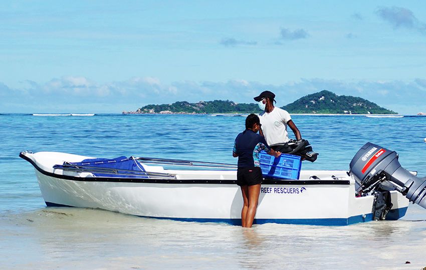 The boat is a 19ft mini mahe white in colour and blue at the bottom with an outboard Yamaha engine