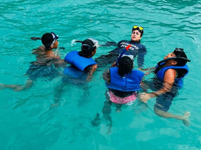 Each student had to be comfortable getting into the water